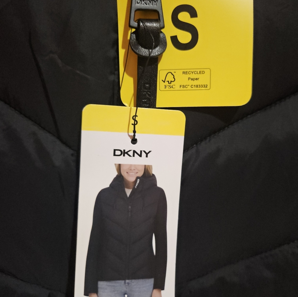 Black Puffer Jacket with Hood - Picture 2 of 4